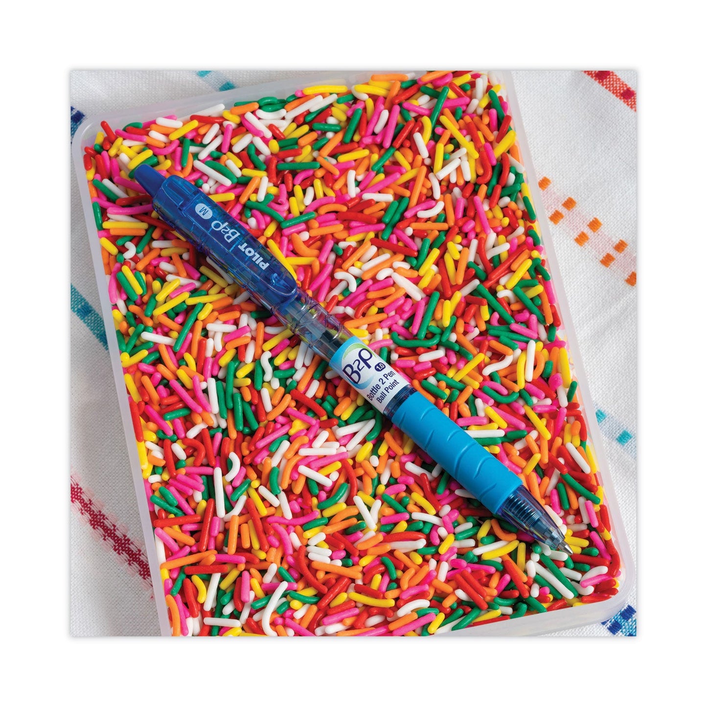 Pilot B2P Bottle-2-Pen Recycled Ballpoint Pen, Retractable, Medium 1 mm, Blue Ink, Translucent Blue Barrel, Dozen