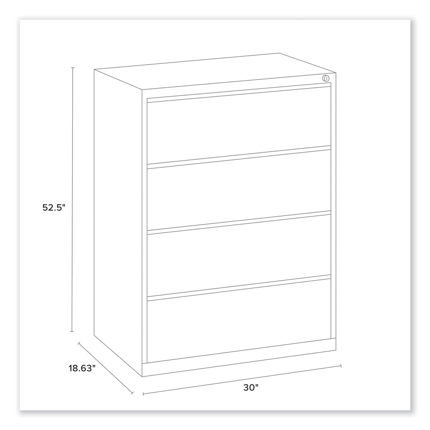 Alera Lateral File, 4 Legal/Letter-Size File Drawers, Putty, 30" x 18.63" x 52.5"