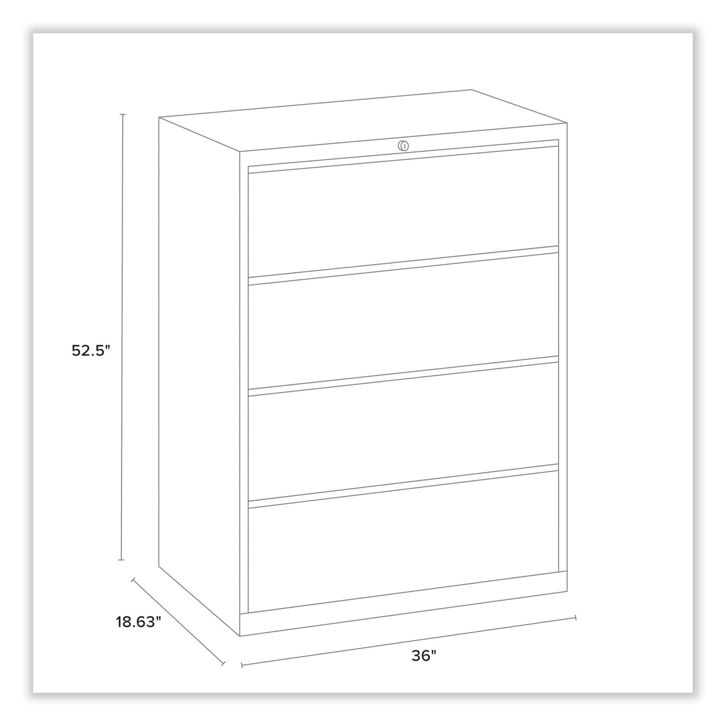 Alera Lateral File, 4 Legal/Letter-Size File Drawers, Black, 36" x 18.63" x 52.5"