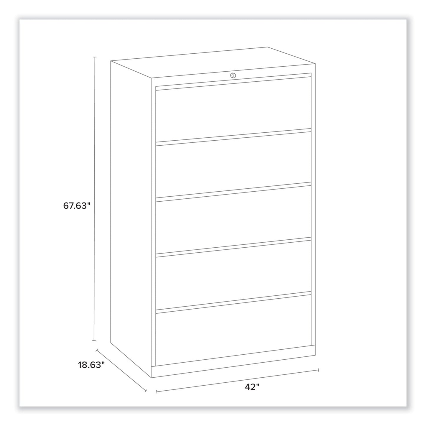 Alera Lateral File, 5 Legal/Letter/A4/A5-Size File Drawers, Putty, 42" x 18.63" x 67.63"