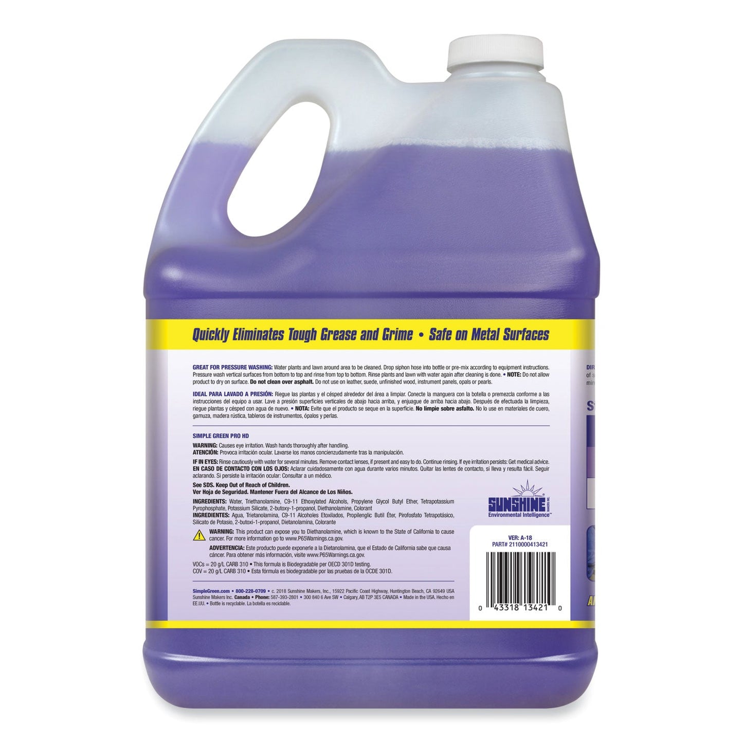 Simple Green Pro HD Heavy-Duty Cleaner, Unscented, 1 gal Bottle, 4/Carton
