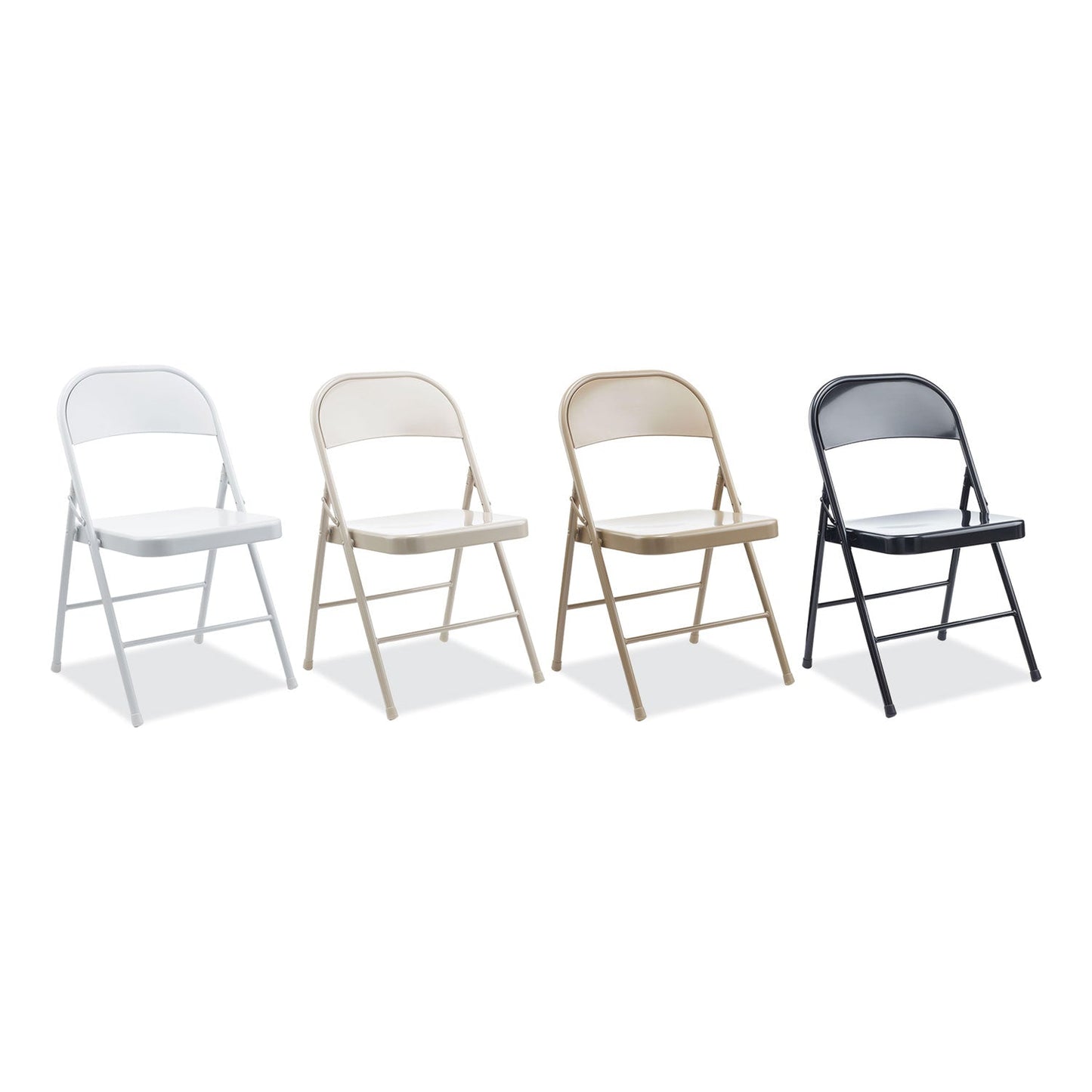 Alera Armless Steel Folding Chair, Supports Up to 275 lb, Tan, 4/Carton