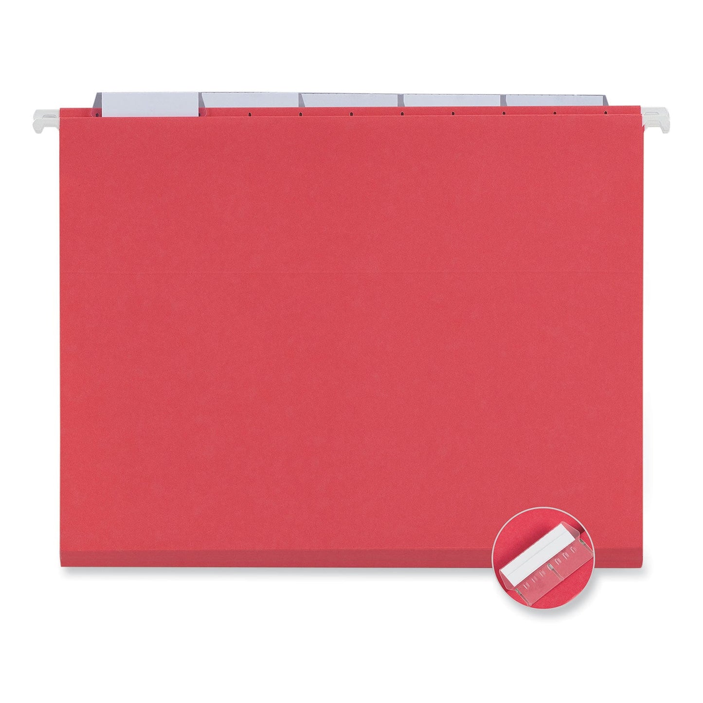 Universal Deluxe Bright Color Hanging File Folders, Letter Size, 1/5-Cut Tabs, Red, 25/Box