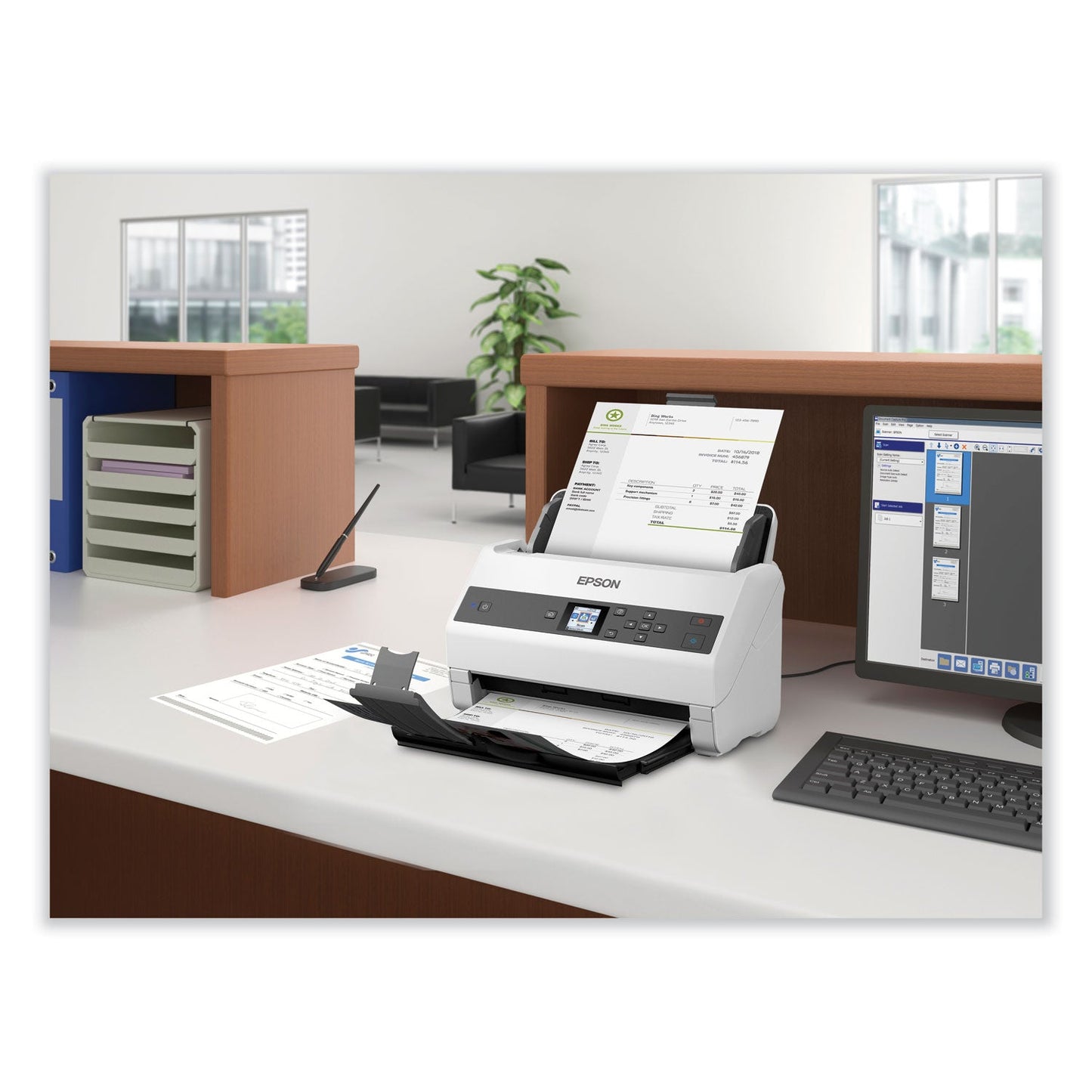 Epson DS-870 Color Workgroup Document Scanner, 600 dpi Optical Resolution, 100-Sheet Duplex Auto Document Feeder