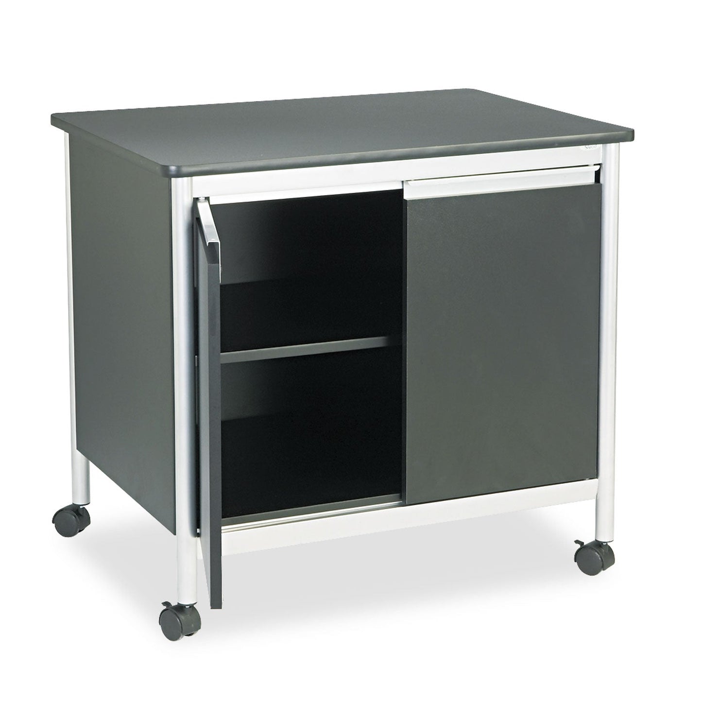 Safco Deluxe Steel Machine Stand, Metal, 3 Shelves, 32" x 24.5" x 30.25", Black