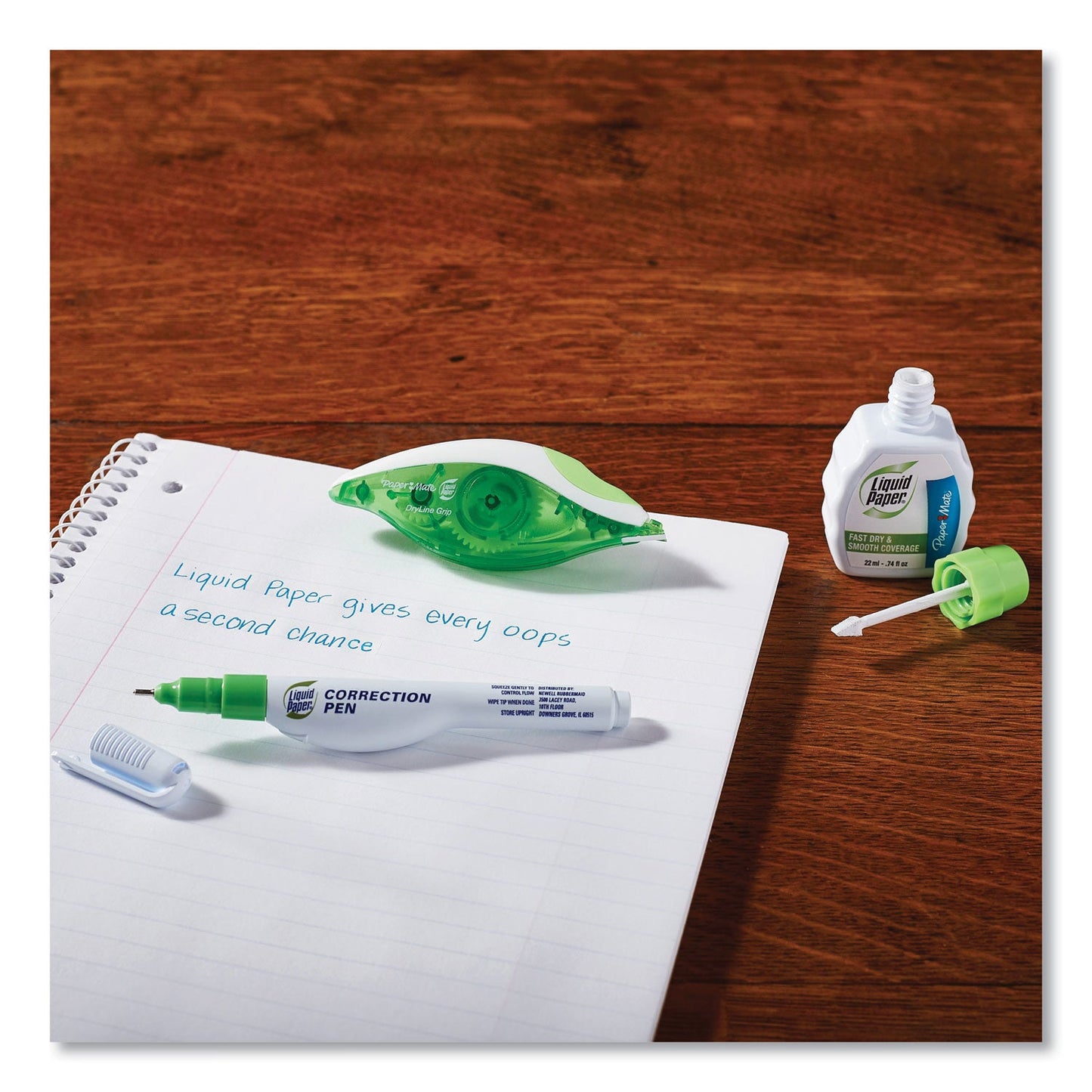 Paper Mate DryLine Grip Correction Tape, Blue/Purple Applicators, 0.2" x 335", 2/Pack