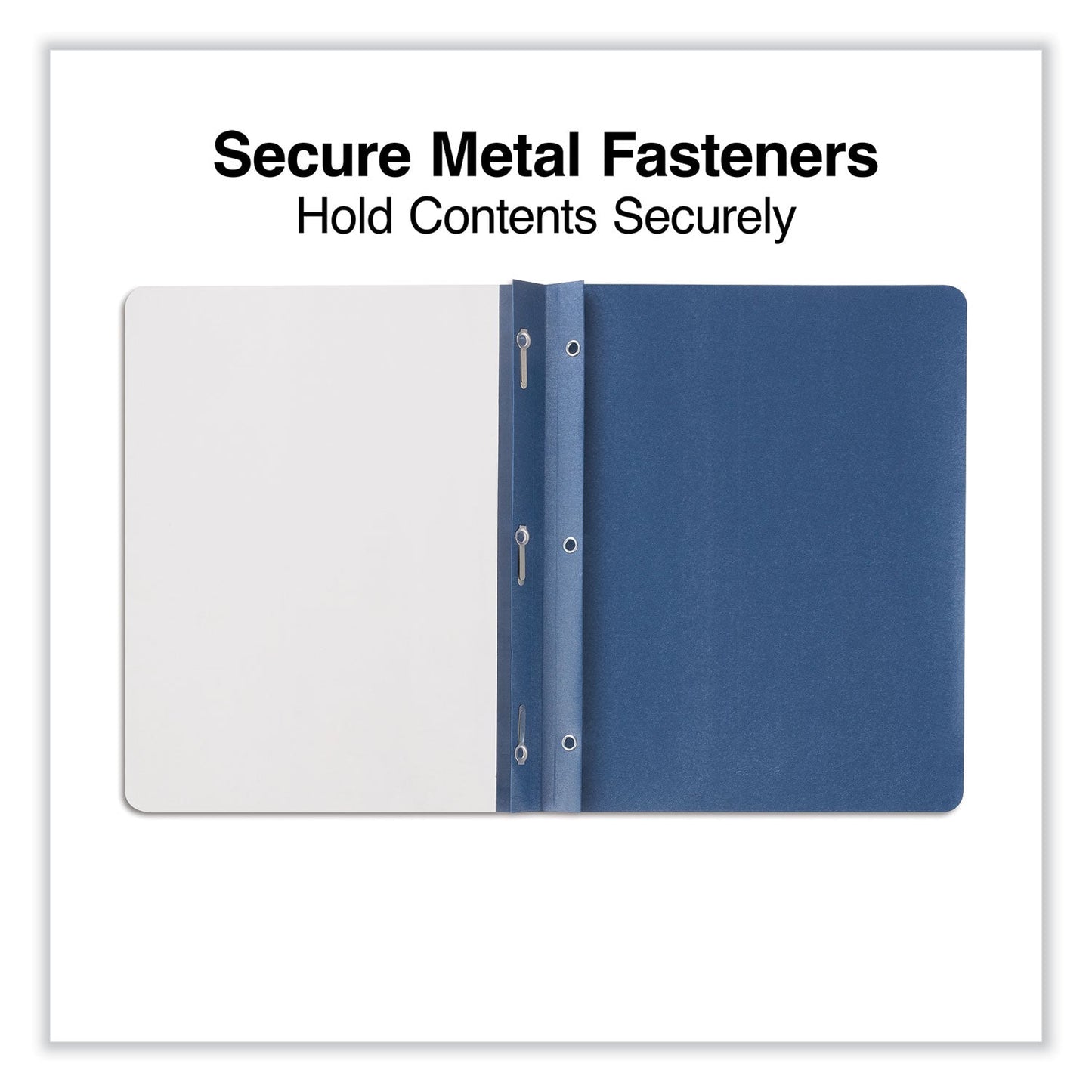 Universal Clear Front Report Covers with Fasteners, Three-Prong Fastener, 0.5" Capacity, 8.5 x 11, Clear/Dark Blue, 25/Box