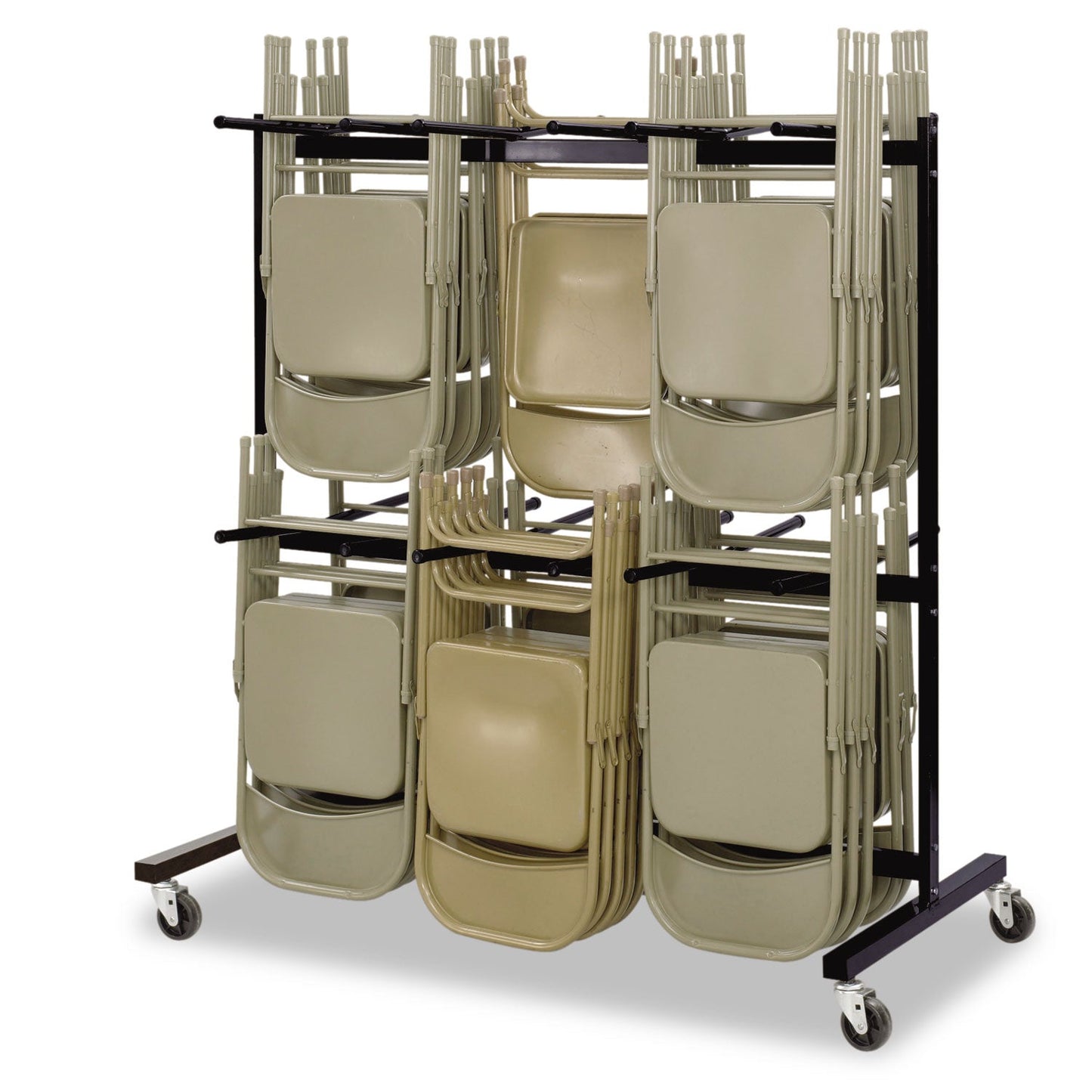 Safco Two-Tier Chair Cart, Two-Sided 12-Section Hang-Hook Format, Metal, 64.5" x 33.5" x 70.25", Black