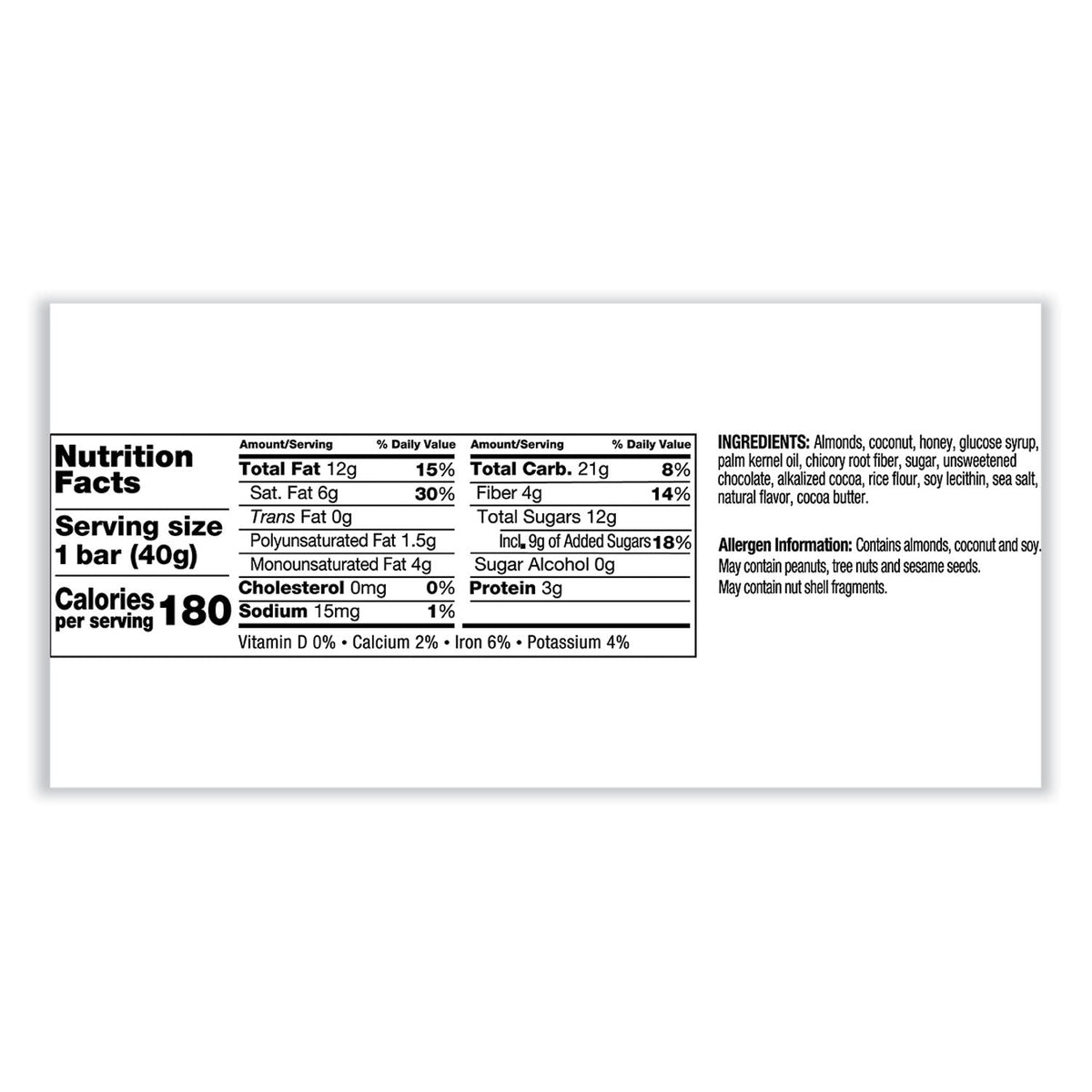 KIND Fruit and Nut Bars, Dark Chocolate Almond and Coconut, 1.4 oz Bar, 12/Box