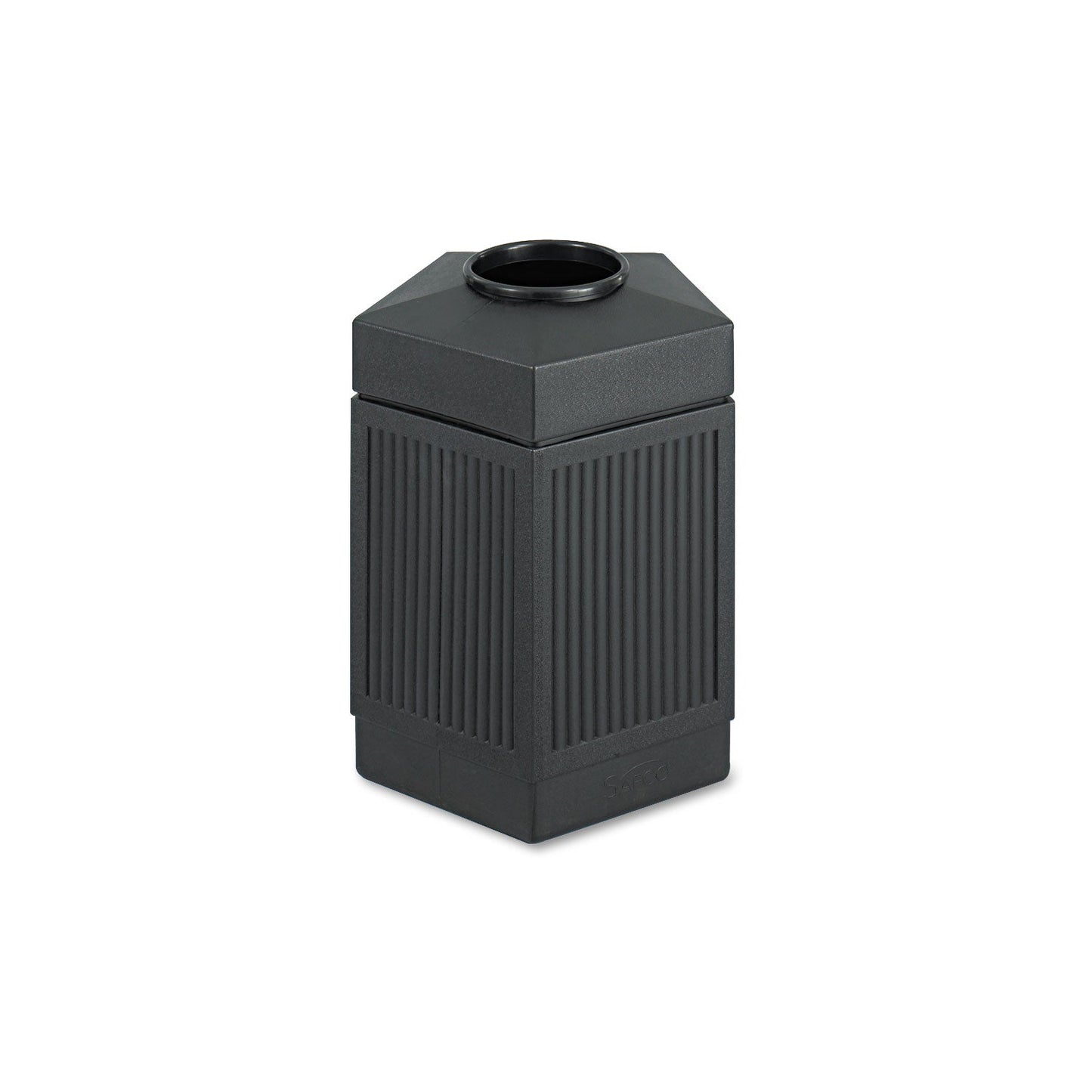 Safco Canmeleon Indoor/Outdoor Receptacle, Pentagon, Polyethylene, 45 gal, Black