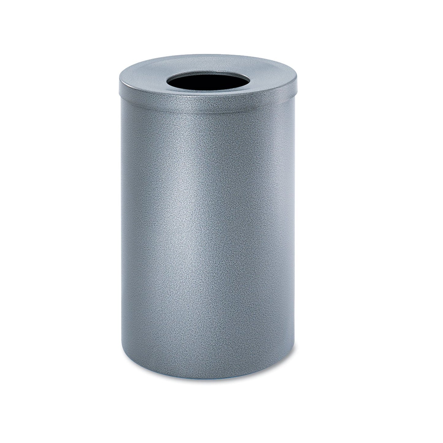 Safco Open-Top Waste Receptacle, Round, Steel, 35 gal, Black Speckle