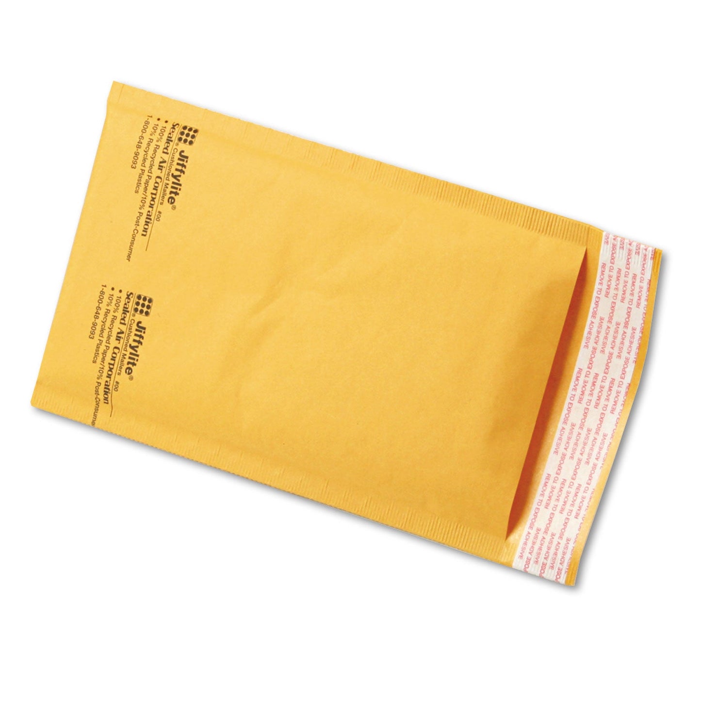 Sealed Air Jiffylite Self-Seal Bubble Mailer, #00, Barrier Bubble Air Cell Cushion, Self-Adhesive Closure, 5 x 10, Brown Kraft, 250/CT