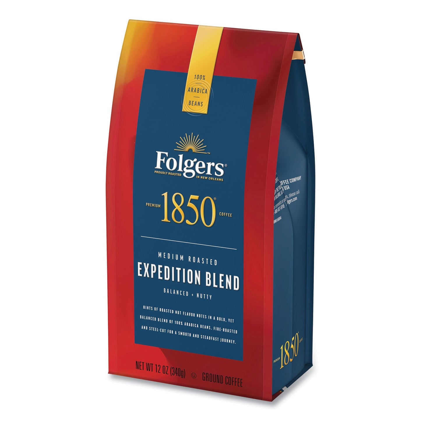 1850 Coffee, Pioneer Blend,(formerly Pioneer Blend) Medium Roast, Ground, 12 oz Bag