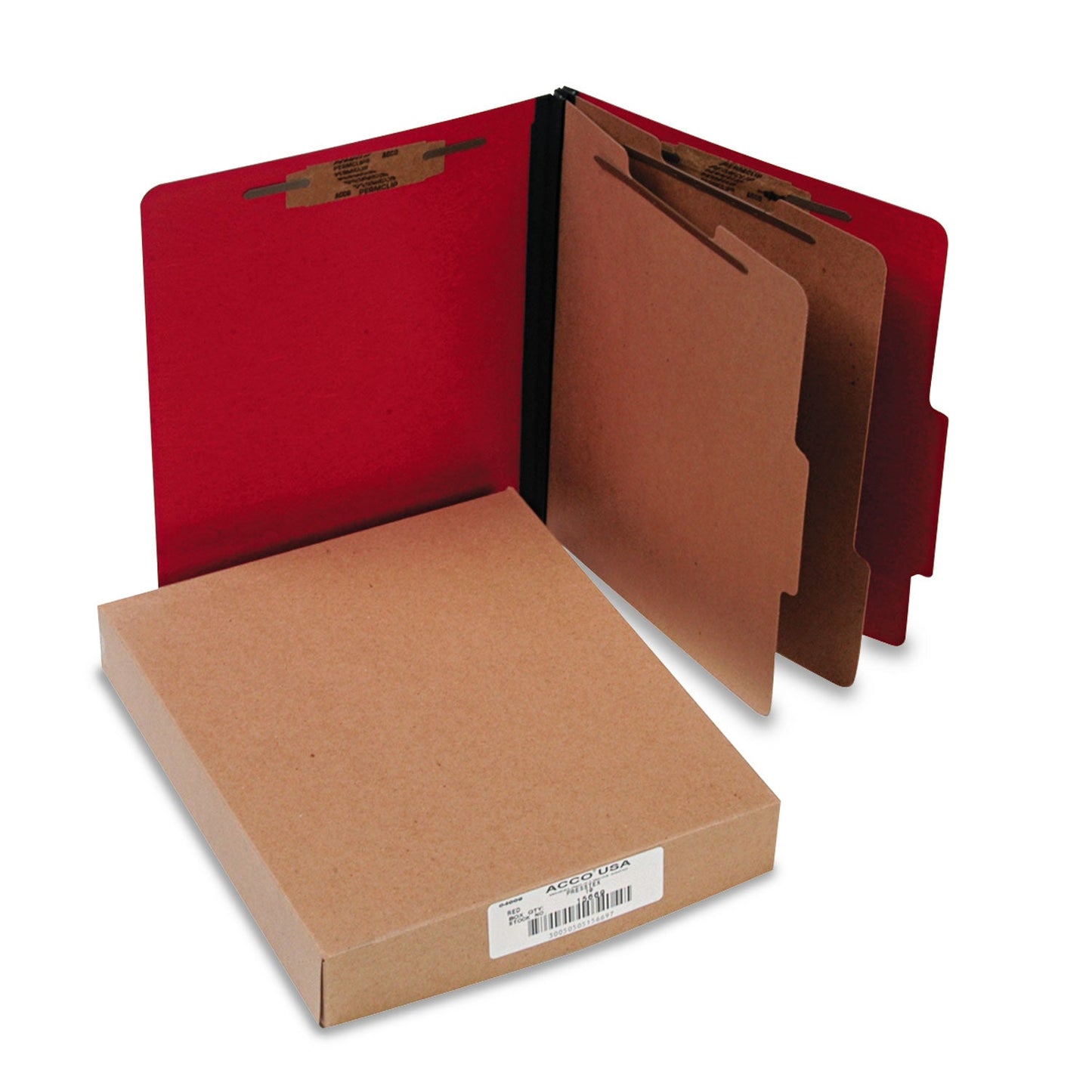 ACCO ColorLife PRESSTEX Classification Folders, 2 Dividers, Letter Size, Executive Red, 10/Box