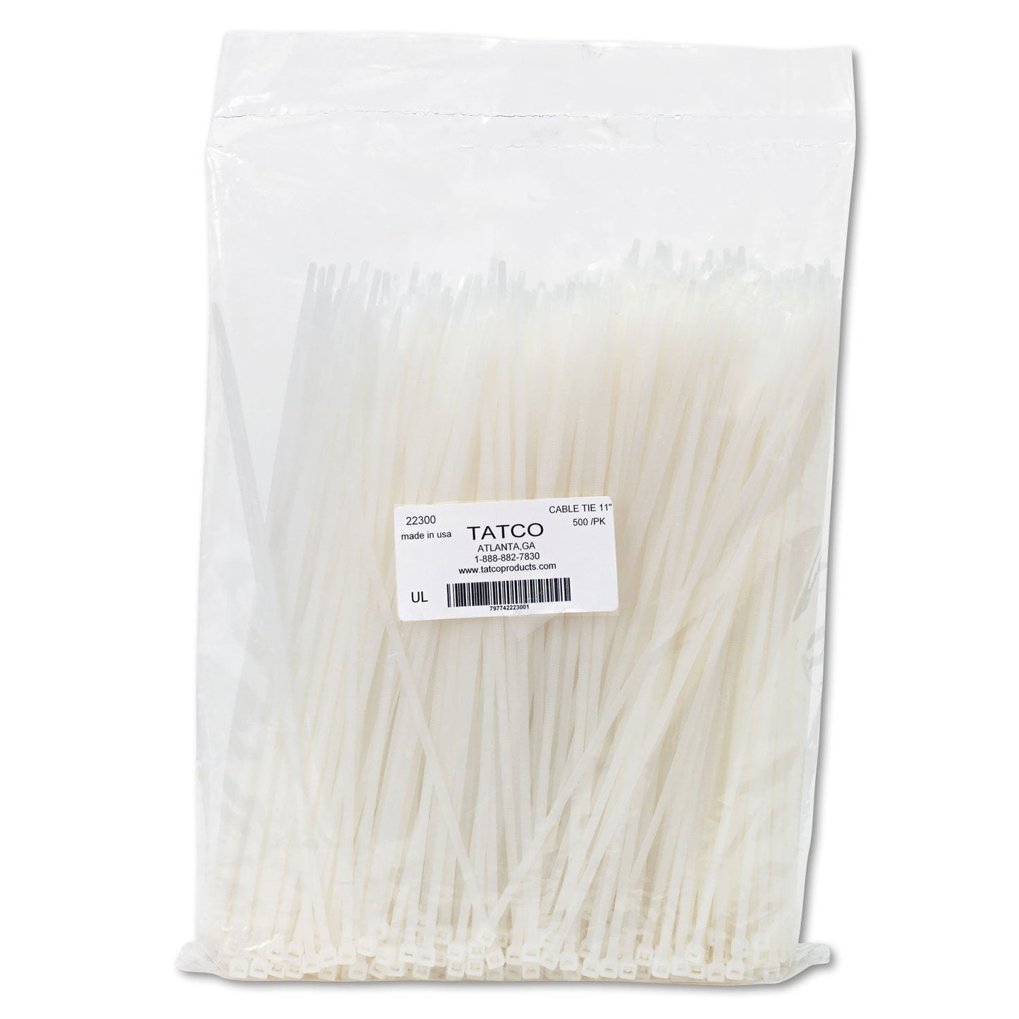 Tatco Nylon Cable Ties, 11 x 0.19, 50 lb, Natural, 500/Pack