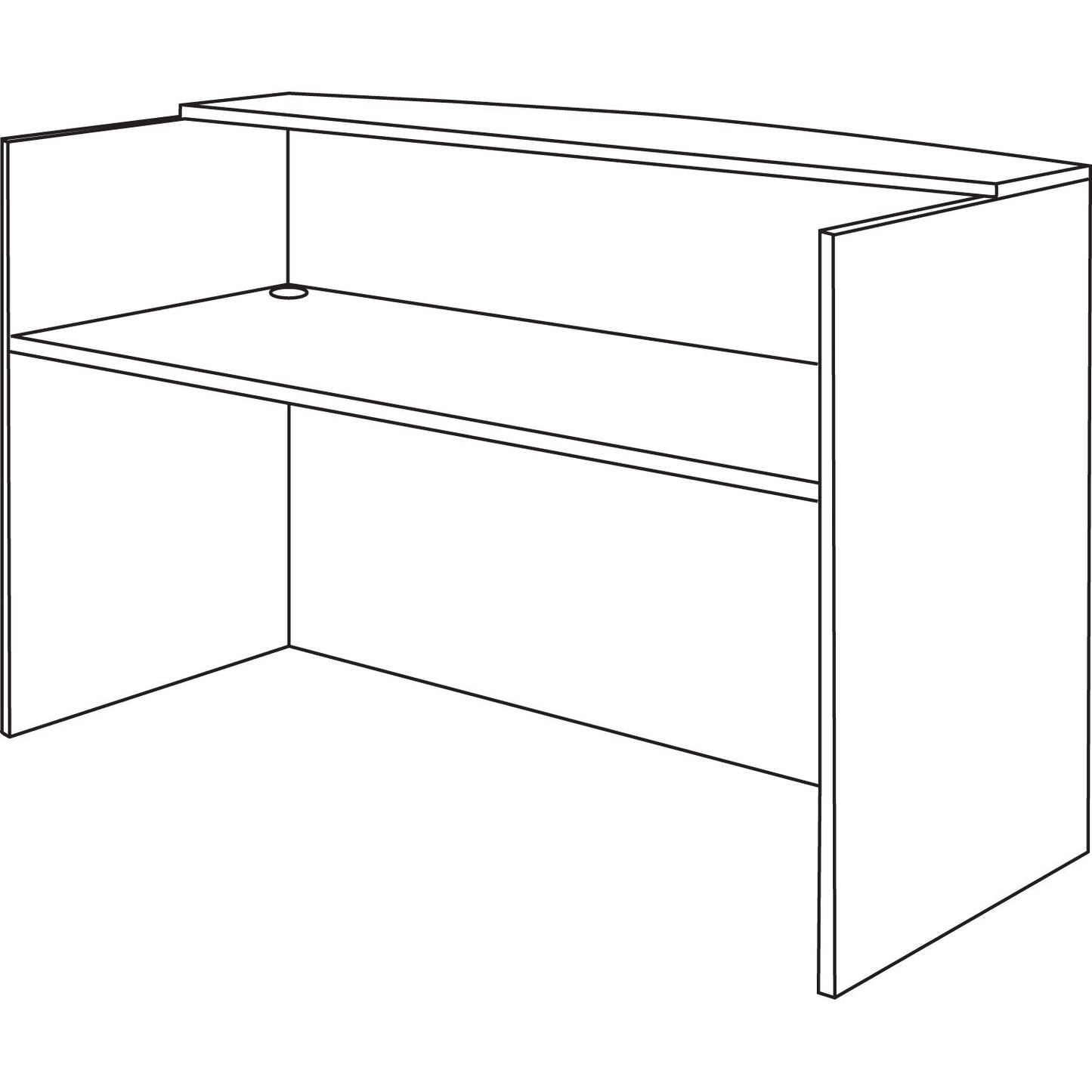 Alera Valencia Series Reception Desk with Transaction Counter, 71" x 35.5" x 29.5" to 42.5", Mahogany