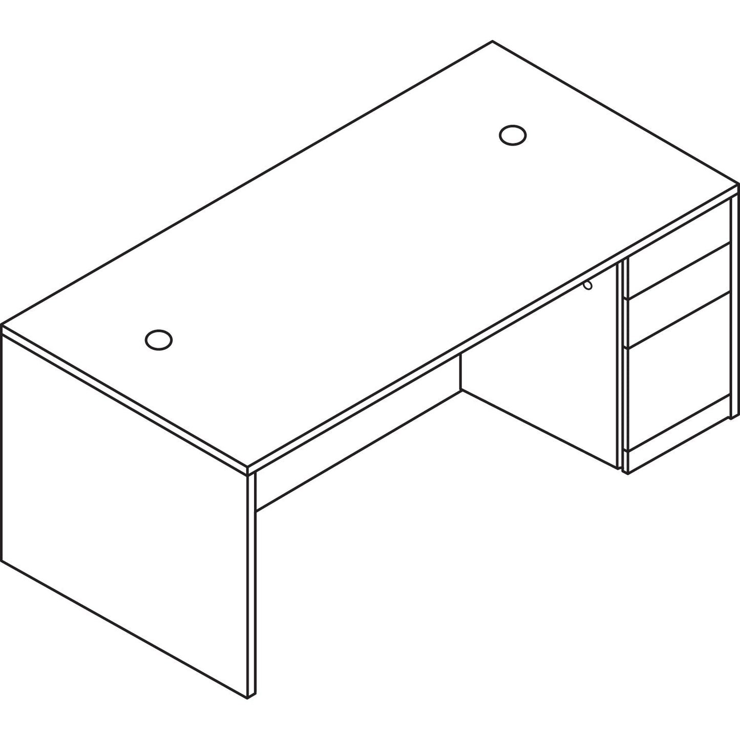 HON 10500 Series "L" Workstation Right Pedestal Desk with Full-Height Pedestal, 72" x 36" x 29.5", Mahogany