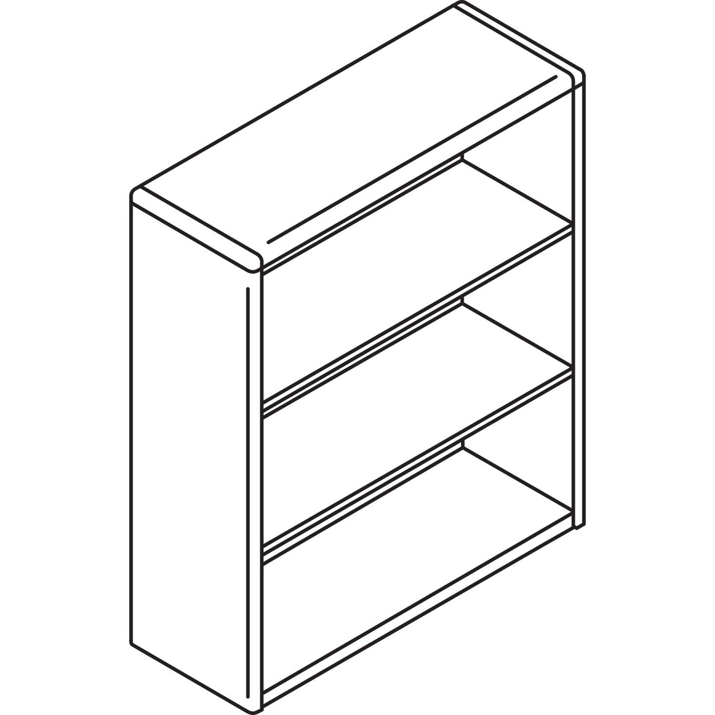 HON 10700 Series Wood Bookcase, Three-Shelf, 36w x 13.13d x 43.38h, Mahogany