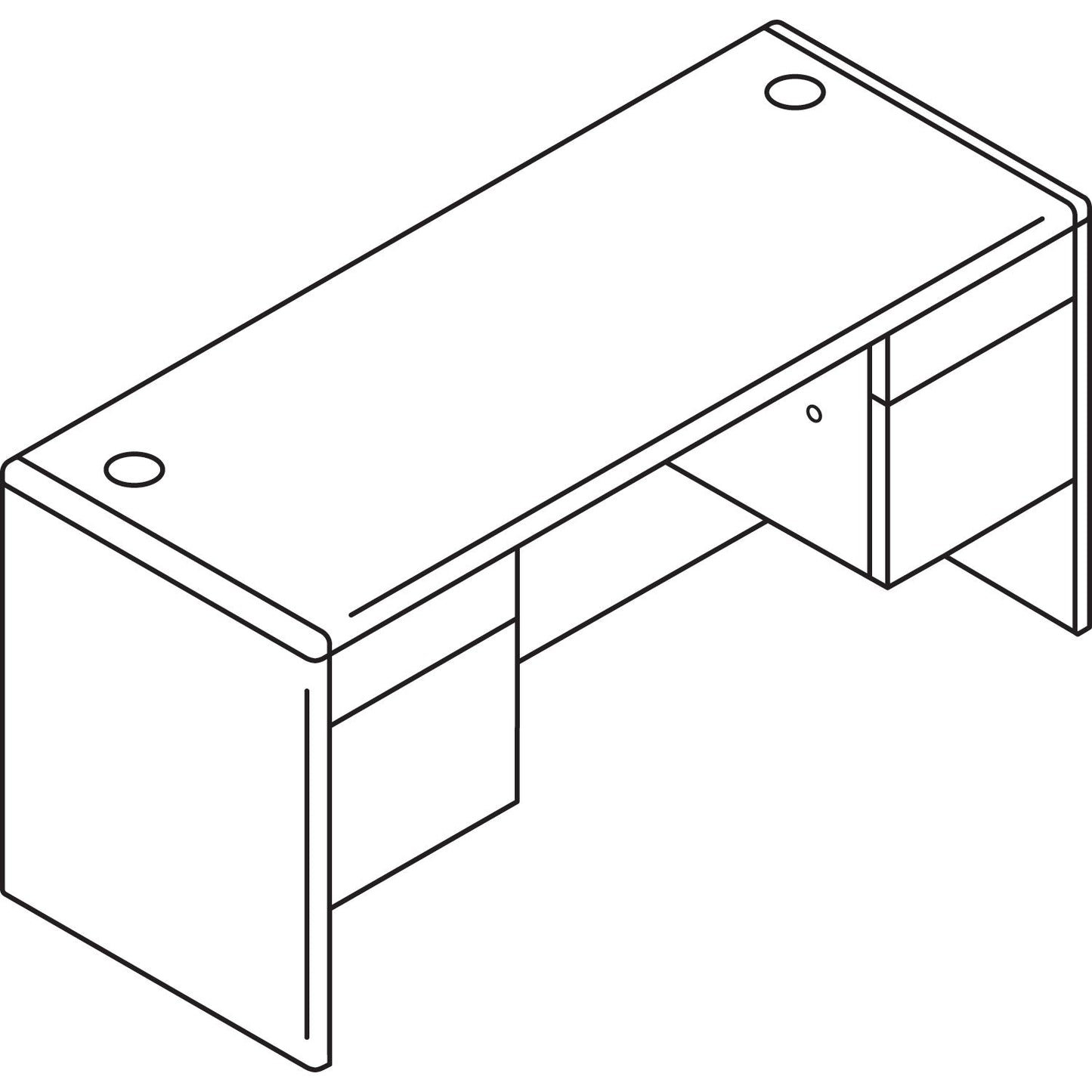 HON 10700 Kneespace Credenza, 3/4 Height Pedestals, 60w x 24d x 29.5h, Harvest
