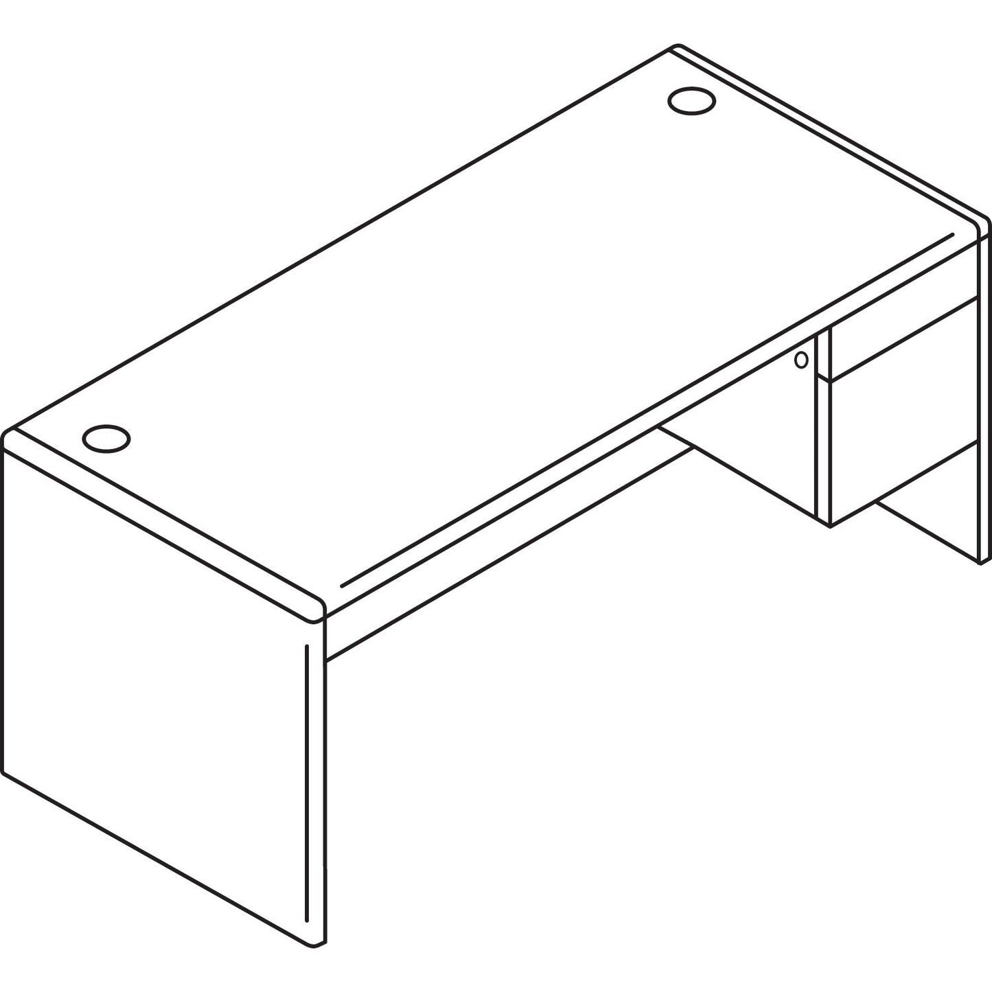 HON 10700 Series "L" Workstation Desk with Three-Quarter Height Pedestal on Right, 66" x 30" x 29.5", Harvest