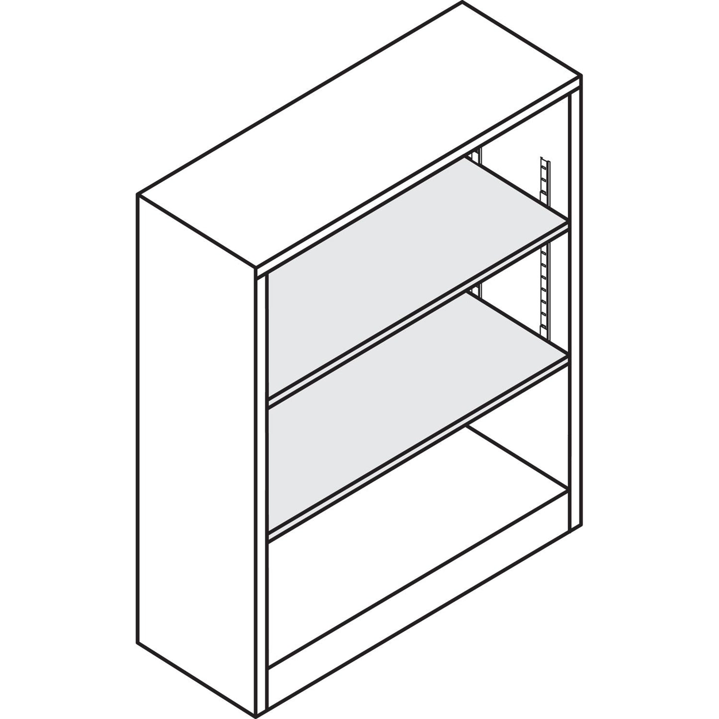 HON Metal Bookcase, Three-Shelf, 34.5w x 12.63d x 41h, Black