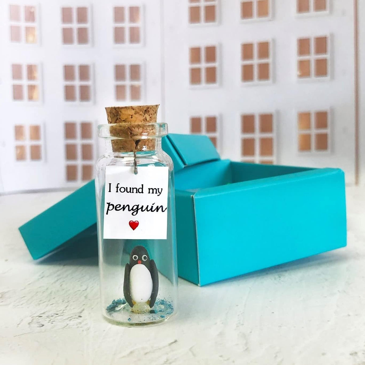 Kseniya Revta Girlfriend and Boyfriend Gifts Anniversary Present for Him or Her Custom Photo Gift Bottle for Husband or Wife Ideal for Valentine Dates (White & Black Penguin, in Teal Gift Box)