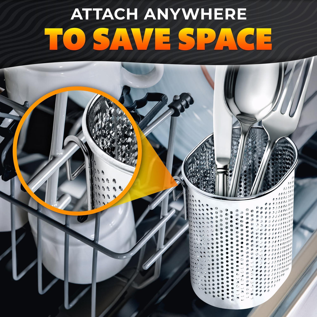 Chopstick Dishwasher Basket 3.5x2.7x3.9 – Stainless Steel Chopstick Holder for Dishwasher with Hooks Oval Design Rust Resistant Perforated Utensil Caddy for Straws Teaspoons & Small Kitchen Tools