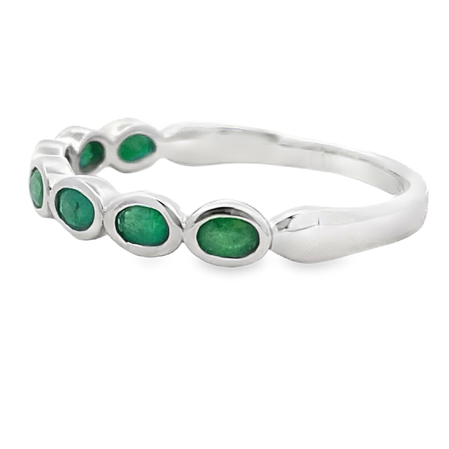 .74ct Emerald Fashion band rings 14KT White Gold