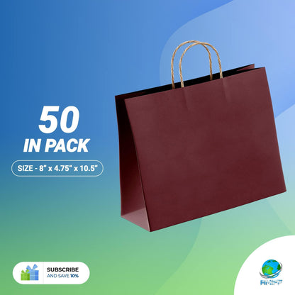 Paper Shopping Bags 8 x 4.75 x 10.5 Violet paper bags 8 x 4 3 4 x 10 1 2 by . Pack of 50 Purple Retail bags. Kraft carrier bags with handles for Shopping Merchandise Grocery. Strong Reusable.