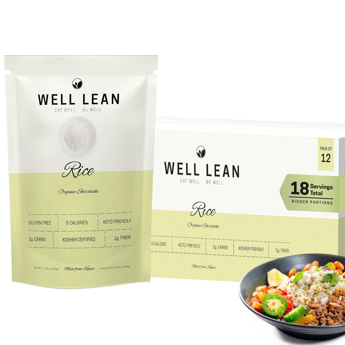 Konjac Rice Keto Pasta   12 Pack   Low Carb Keto Plant Based 100%   USDA Organic Premium Konjac Shirataki Rice   Carb Free
