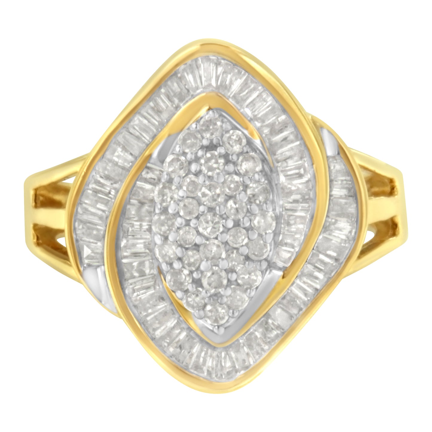 10K Yellow Gold Diamond Cluster Ring (3/4 Cttw, J-K Color, I2-I3 Clarity) - Size 6
