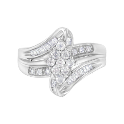 10K White Gold 1/2 cttw Diamond Cluster Ring (H-I Clarity, I2-I3 Color) - Size 6