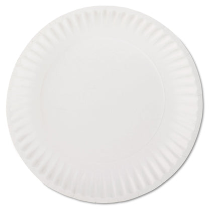 AJM Packaging Corporation White Paper Plates, 9" dia, 100/Pack, 10 Packs/Carton