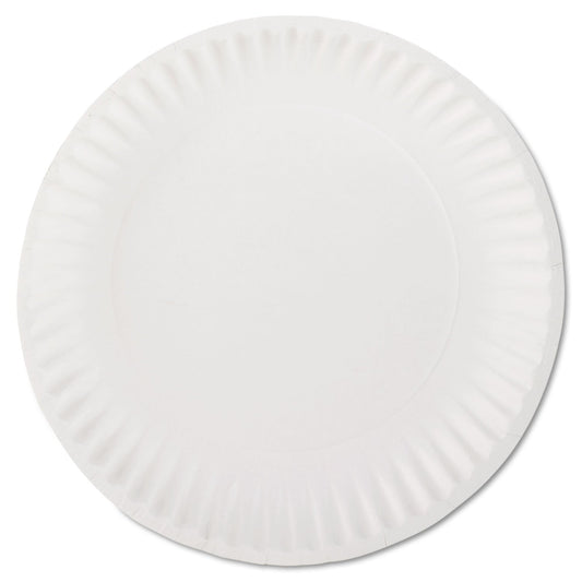 AJM Packaging Corporation White Paper Plates, 9" dia, 100/Pack