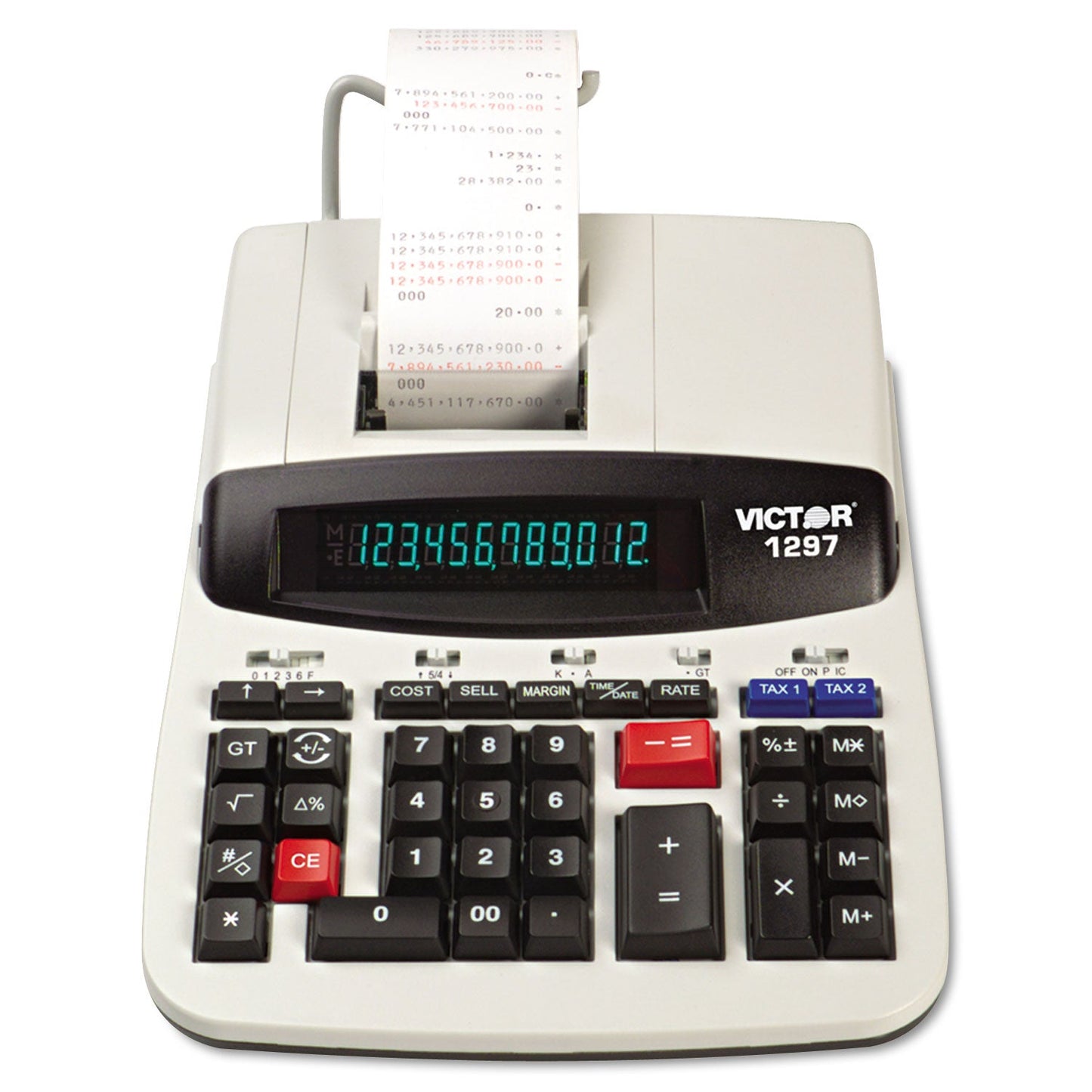 Victor 1297 Two-Color Commercial Printing Calculator, Black/Red Print, 4.5 Lines/Sec