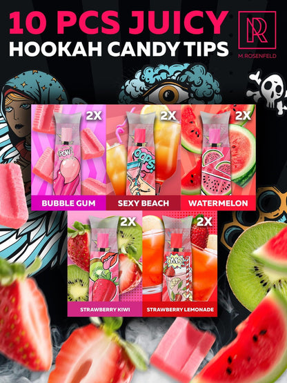Black Candy Hookah Tips   10 pcs Glow in The Dark Jolly Tips   Individually Wrapped Hookah Tips Lollipop Shisha Accessories   Different Hookah Candy Tips Delicious Flavors   Hookah Tips Disposable