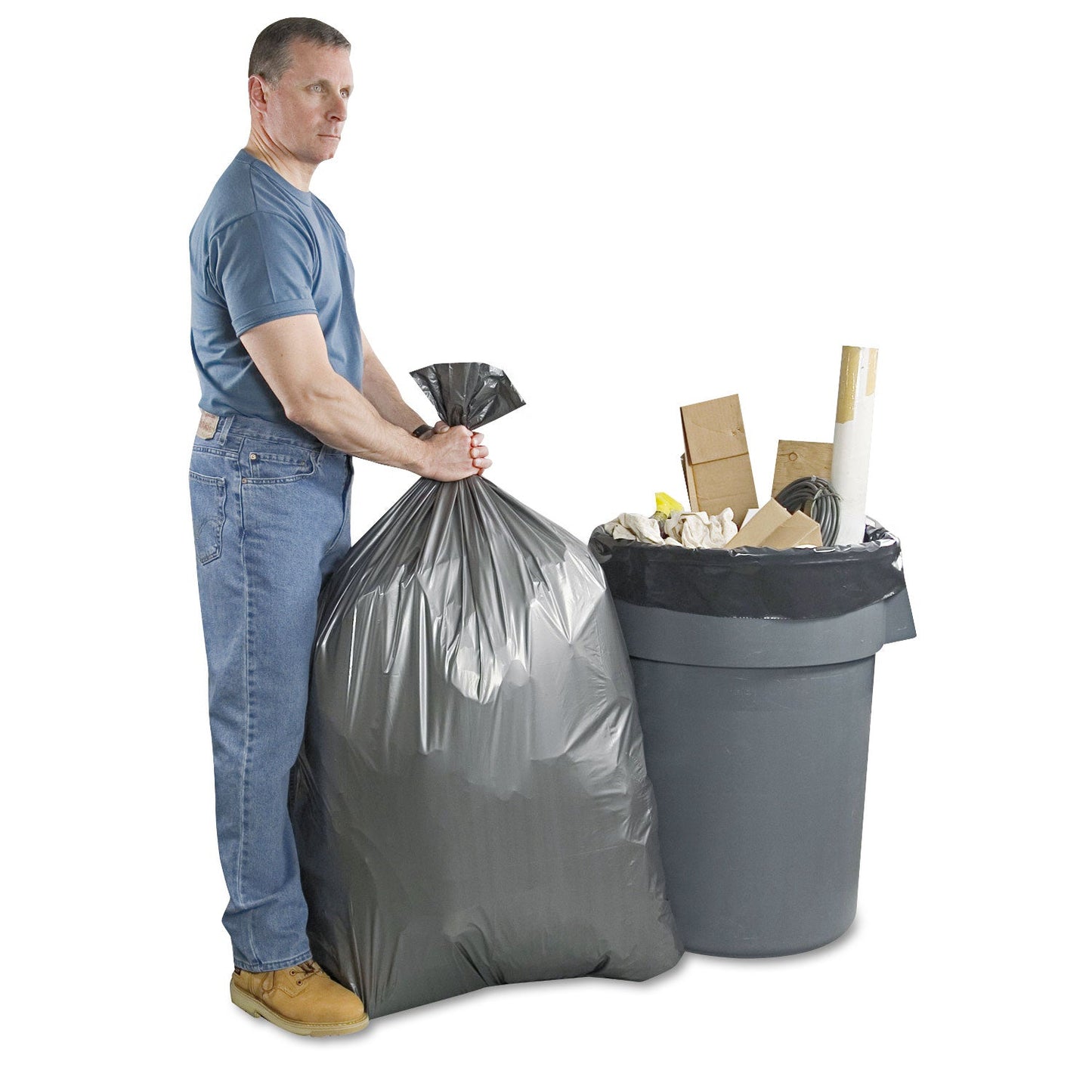 Platinum Plus Can Liners, 30 gal, 1.35 mil, 30" x 36", Gray, 100/Carton