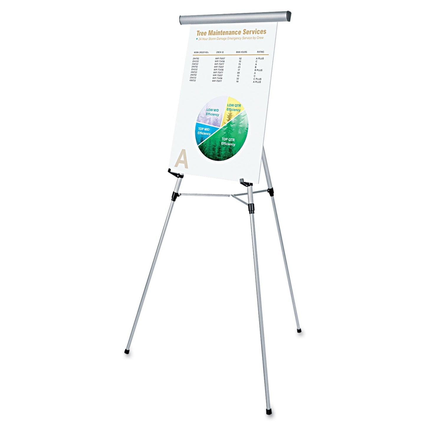 Universal 3-Leg Telescoping Easel with Pad Retainer, Adjusts 34" to 64", Aluminum, Silver