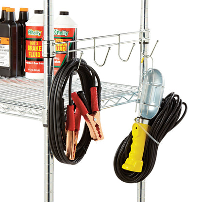 Alera Hook Bars For Wire Shelving, Five Hooks, 24" Deep, Silver, 2 Bars/Pack