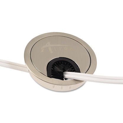 Alera Valencia Series Optional Grommets, 2.63" Diameter, Silver Metal, 2/Pack