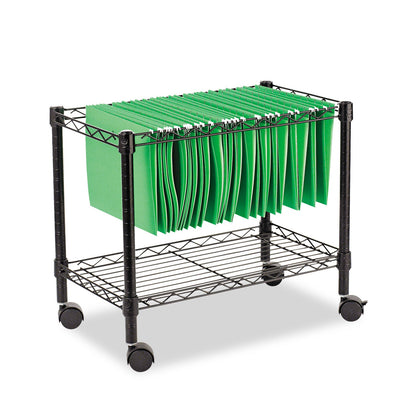 Alera One-Tier File Cart for Side-to-Side Filing, Metal, 1 Shelf, 1 Bin, 24" x 14" x 21", Black