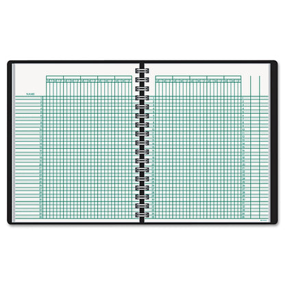 AT-A-GLANCE Undated Class Record Book, Nine to 10 Week Term: Two-Page Spread (35 Students), 10.88 x 8.25, Black Cover
