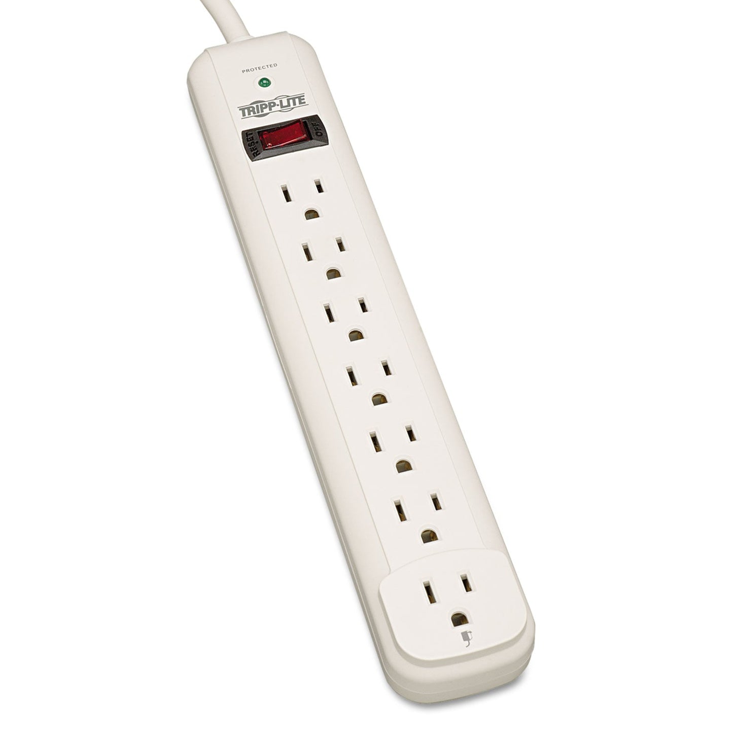 Tripp Lite Protect It! Surge Protector, 7 AC Outlets, 12 ft Cord, 1,080 J, Light Gray