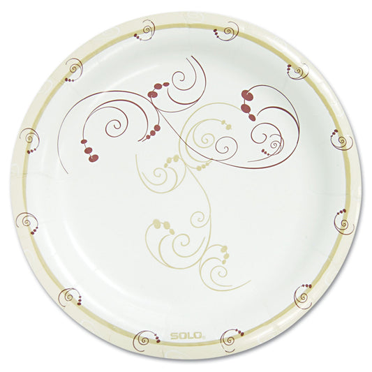 Dart Symphony Paper Dinnerware, Mediumweight Plate, 8.5" dia, Tan, 125/Pack