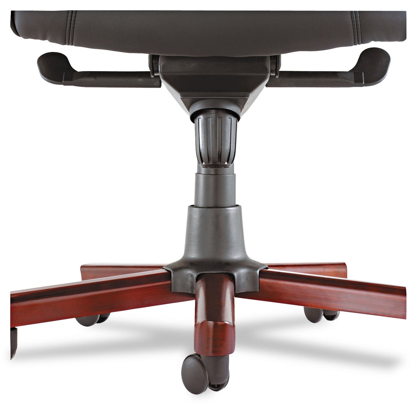 Alera Madaris Series High-Back Knee Tilt Bonded Leather Chair,Wood Trim, Supports Up to 275 lb, Black Seat/Back,Mahogany Base