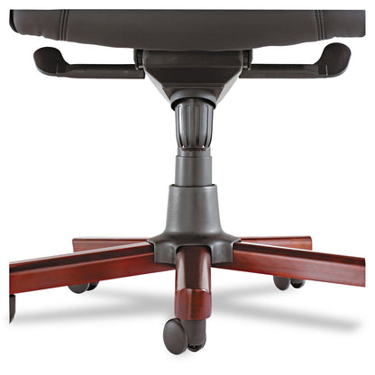Alera Madaris Series High-Back Knee Tilt Bonded Leather Chair,Wood Trim, Supports Up to 275 lb, Black Seat/Back,Mahogany Base