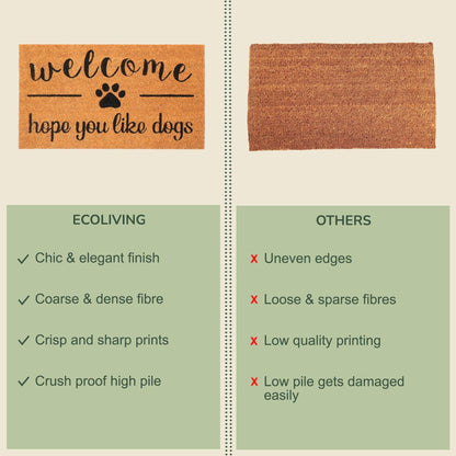 Coir Front Door mat with Hope You Like Dogs Print, 30x17x0.6