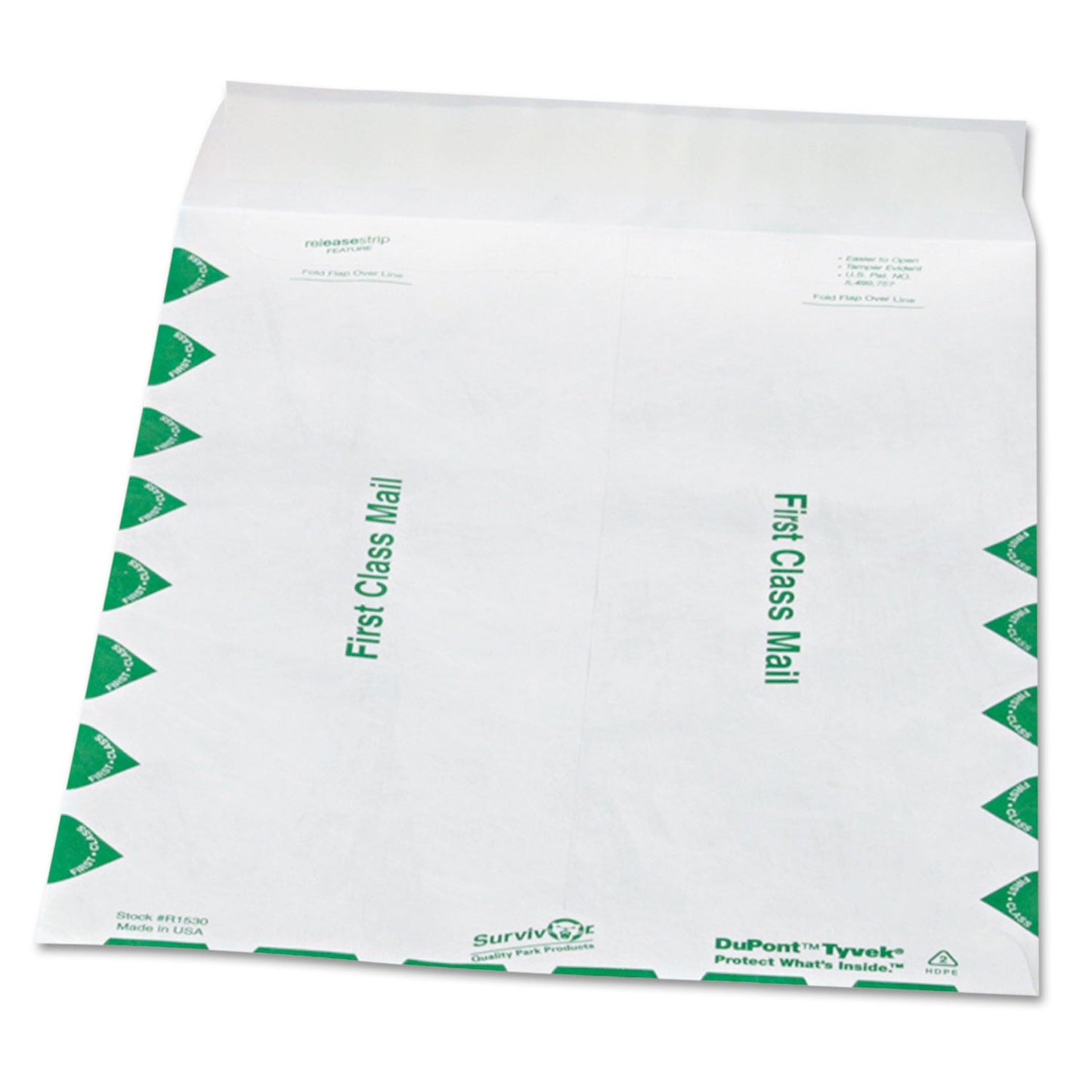 Survivor Lightweight 14 lb Tyvek Catalog Mailers, First Class, #12 1/2, Square Flap, Redi-Strip Closure, 9.5 x 12.5, White, 100/Box