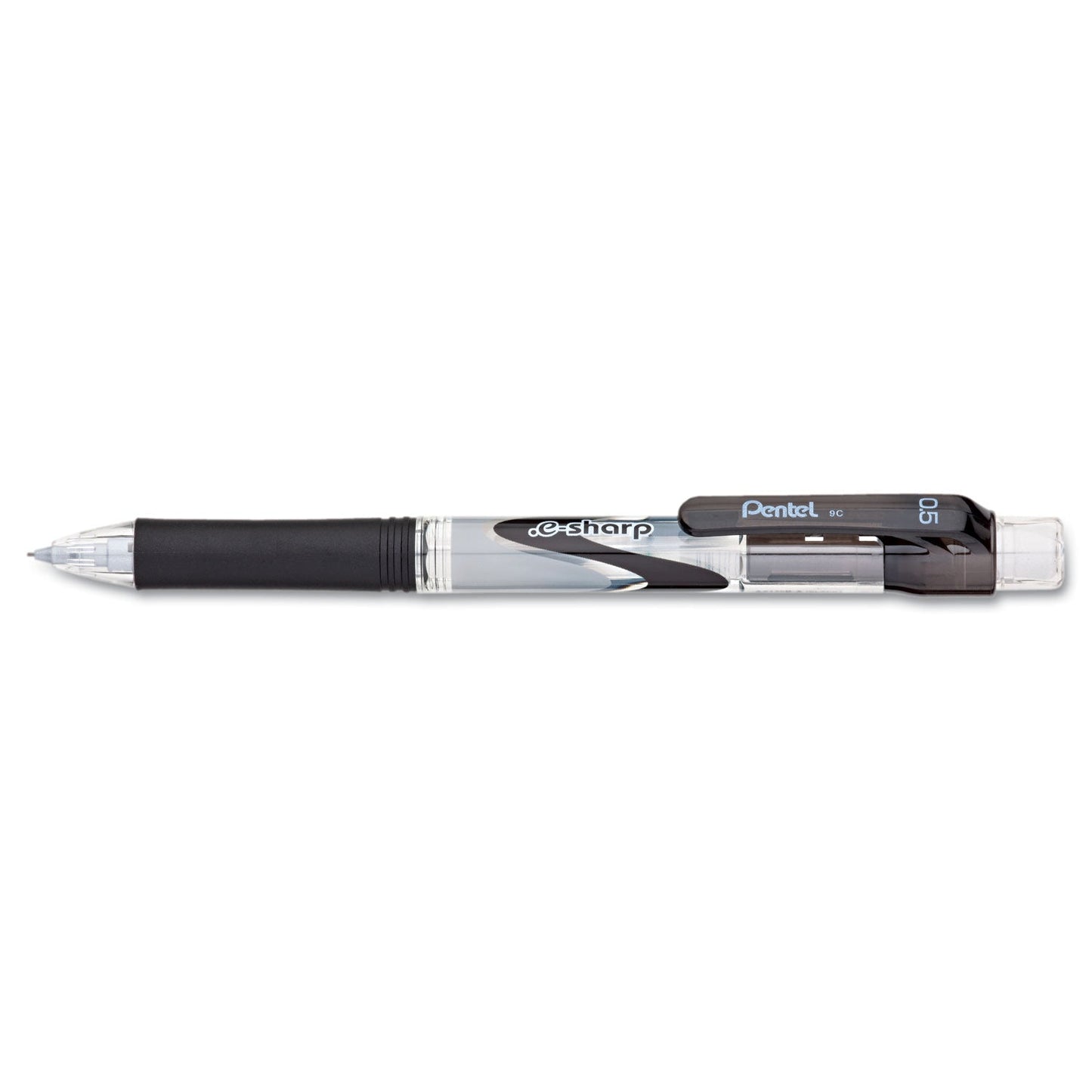 Pentel .e-Sharp Mechanical Pencil, 0.5 mm, HB (#2.5), Black Lead, Black Barrel, Dozen