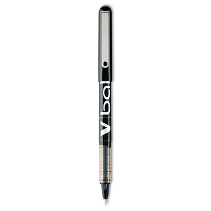 Pilot VBall Liquid Ink Roller Ball Pen, Stick, Fine 0.7 mm, Black Ink, Black Barrel, Dozen